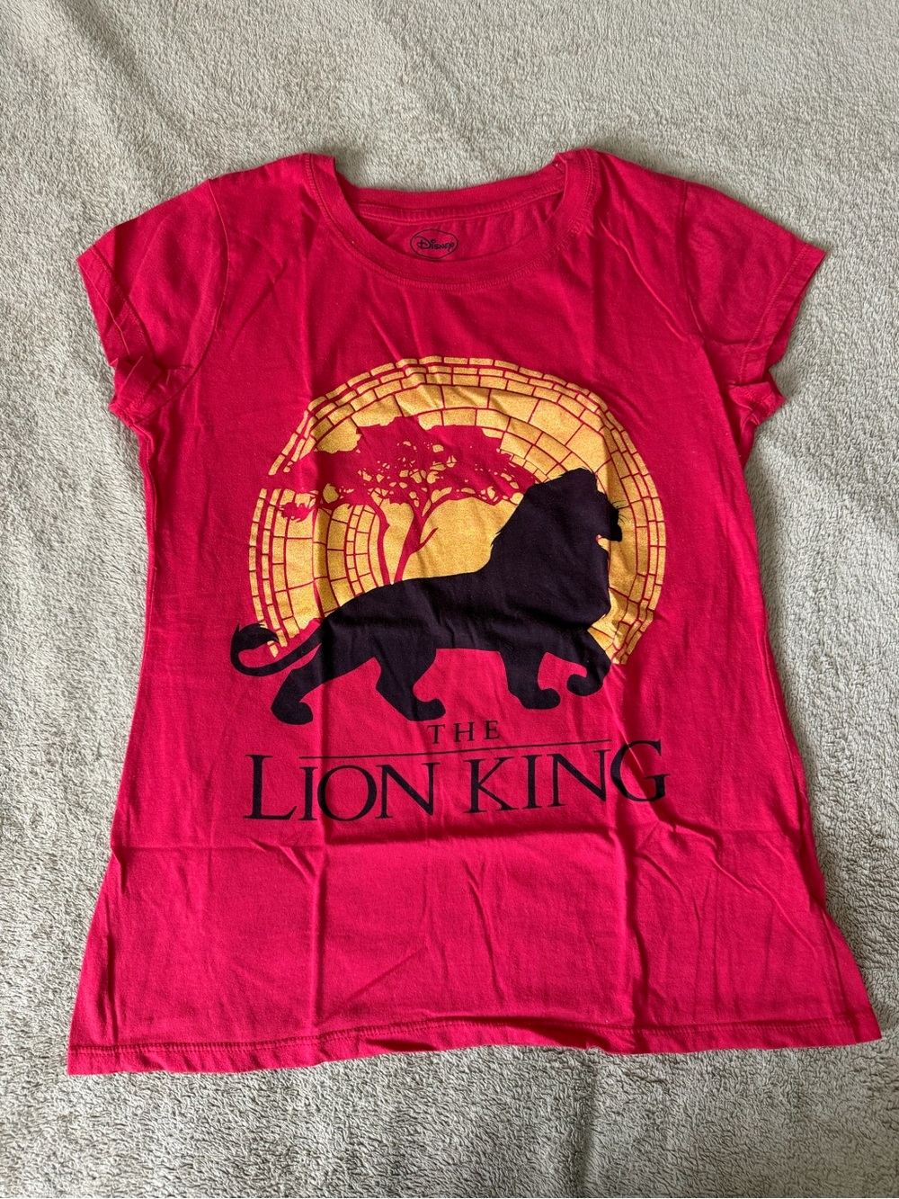 Hot Pink Lion King Graphic Tee with Gold Sun